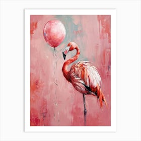 Cute Flamingo 3 With Balloon Art Print