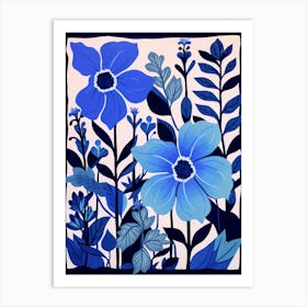 Blue Flower Illustration Delphinium 4 Art Print