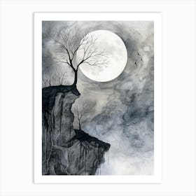 Full Moon On The Cliff Art Print