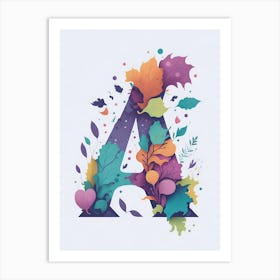 Colorful Letter A Illustration 37 Art Print