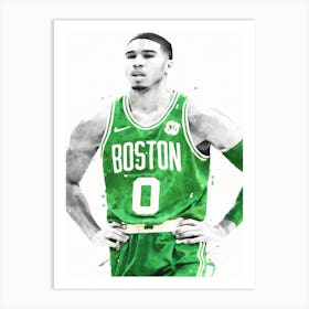 Jayson Tatum Boston Celtics Basketball Art Print
