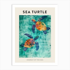Gouache Sea Turtle Friends Poster Art Print