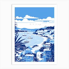 A Screen Print Of Cala Bassa Beach Ibiza Spain 3 Art Print