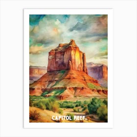 Capitol Reef National Park Watercolor Painting Art Print