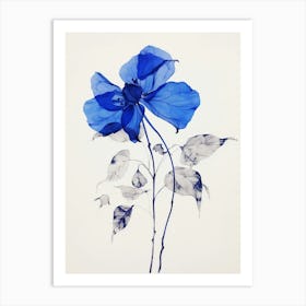 Blue Botanical Fuchsia 2 Art Print