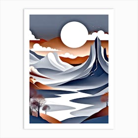 Landscape With Mountains Art Print