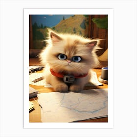 Baby Kitten's Study Session Print Art Print