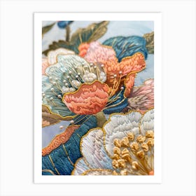 Embroidered Flowers 26 Art Print