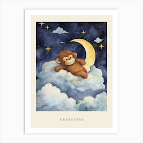 Baby Orangutan 4 Sleeping In The Clouds Nursery Poster Art Print