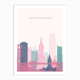 Pink And Teal San Francisco Skyline Art Print
