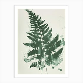 Green Ink Painting Of A Blue Star Fern 4 Affiche