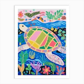 Maximalist Animal Painting Sea Turtle 1 Art Print