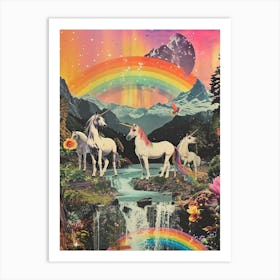 Kitsch Unicorn Rainbow Collage 1 Art Print