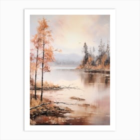 Lake In The Woods In Autumn, Painting 12 Art Print