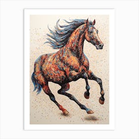 A Horse Painting In The Style Of Pointillism 3 Art Print