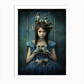 Girl With Birds 1 Art Print