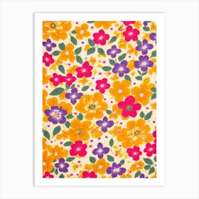 Larkspur Floral Print Warm Tones 1 Flower Art Print