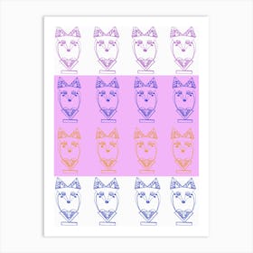 Wolf and Friends- Multicolor Pattern Art Print