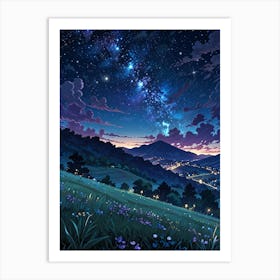 Night Sky Anime aesthetic 7 Art Print