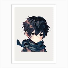 Anime Boy With Scarf Otaku Illustration Art Print