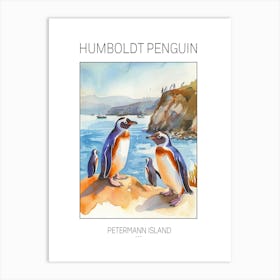 Humboldt Penguin Petermann Island Watercolour Painting 2 Poster Art Print