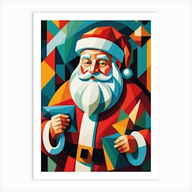 Watercolor Abstract Santa Claus Art Print