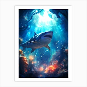 Shark In The Cave Art Print