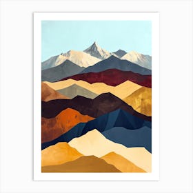 Luminous Lore: Minimalist Peaks Art Print