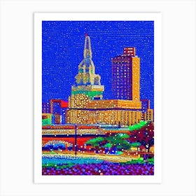 Fort Worth, City Us  Pointillism Art Print