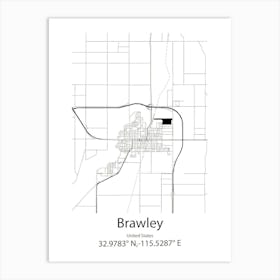 Brawley,United States Minimalist Map Art Print