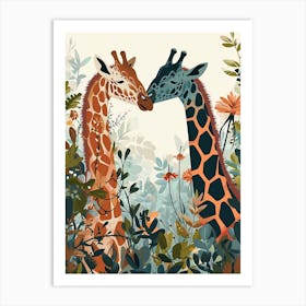 Giraffes In Love Modern Illustration 4 Art Print