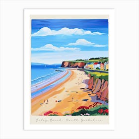 Poster Of Filey Beach, North Yorkshire, Matisse And Rousseau Style 3 Art Print