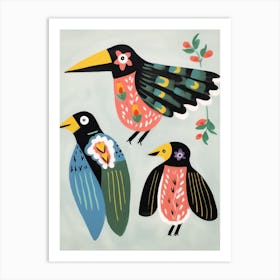 Folk Style Bird Painting Baldpate 1 Art Print