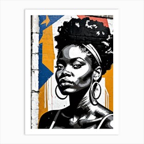 Vintage Graffiti Mural Of Beautiful Black Woman 9 Art Print