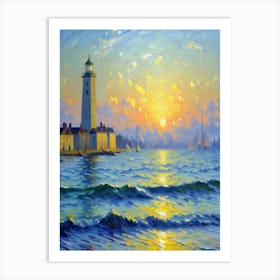 Lighthouse At Sunset 1 Art Print