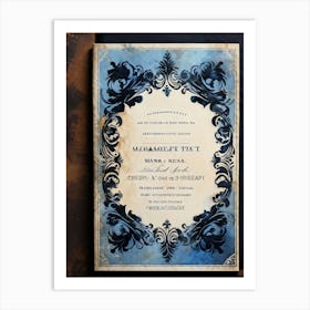 Blue And Gold Wedding Invitation Art Print