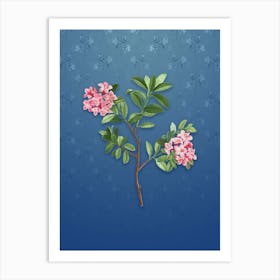 Vintage Hairy Alpenrose Botanical on Bahama Blue Pattern n.0007 Art Print