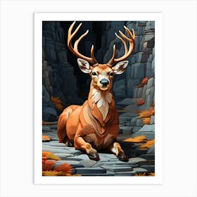 Deer In The Forest mozaik Art Print