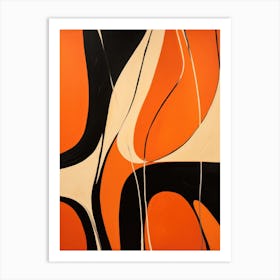 Orange And Black Abstract Painting Art Print