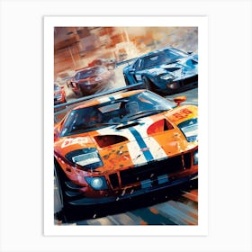 Ford Gt Retro Racing Car 3 Art Print