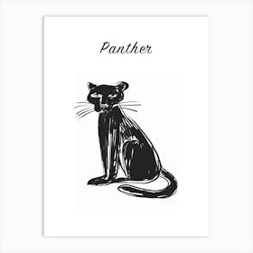 B&W Panther Poster Art Print