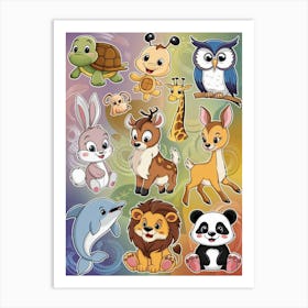 Cartoon Animals Art Print