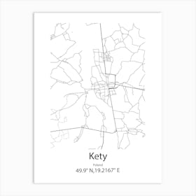 Kety,Poland Minimalist Map Art Print