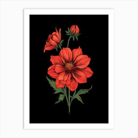 Red Dahlia Flower 1 Art Print