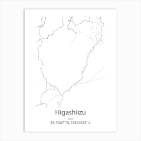 Higashiizu,Japan Minimalist Map Art Print