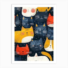 Repeatable Artwork With Cute Cat Faces 15 Art Print