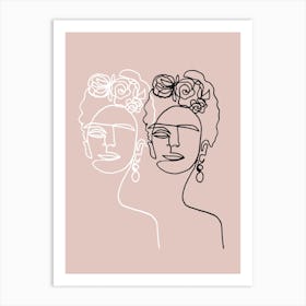 Frida Kahlo Double Rosé Art Print