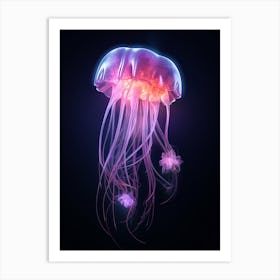Box Jellyfish Neon Glow 1 Art Print