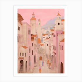 Nazareth Israel 1 Vintage Pink Travel Illustration Art Print