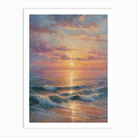 Pastel Sunrise Over Key West Florida - Ocean Coastal Oil Painting Dreamscape Heavenly Art Print